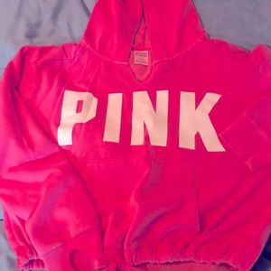 Cropped pink hot pink crop hoodie